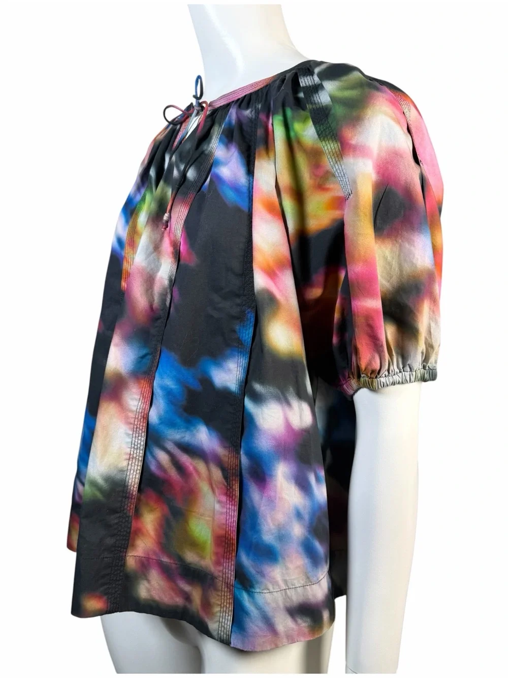 Ulla Johnson Loli Kaleidoscope Cotton Poplin Puff Sleeve Blouse Size 8 Artsy